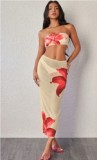 2025 High Quality Hot Selling Print Design Three Piece Bikini Set Beach Swimsuit Cover Up-for Women