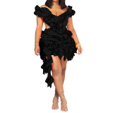 New Design Summer Backless Women Mini Dress Sexy Ruffles Bodycon Party Dress Elegant Formal Evening Dresses Women