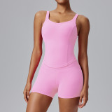 Custom Logo Women Fitness Shorts Gym Sports Padded Bra Elastic Fiber Quick-Dry Outdoor Yoga Sets
