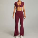 Custom Logo Running Beautiful Cross Back Sports Bra High Waist Yoga Shorts Leggings Fitness Outdoor Yoga Sets for Women