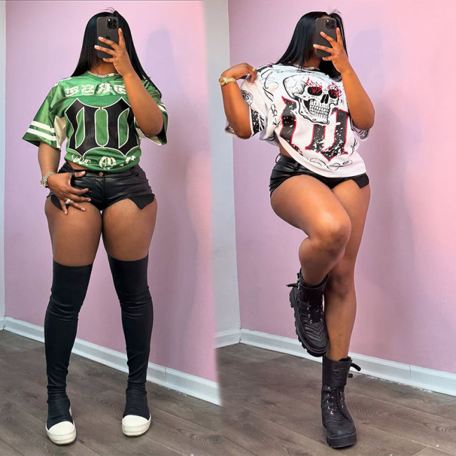 2025 Women Clothes Summer Popular Digital Print Jersey Sports Short Sleeve T Shirt