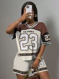 BR5497 Women's Casual Fashion Rugby Basketball Shorts Suit Multi-Color 2-Piece Set for Summer