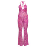 BR5495 Summer New Fashion Personality Street Tie-Dye Stitching Sleeveless Hollow Lace-Up Parties Fitness