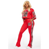 X12023S 2025 Summer Hot Sale Women  V-neck Top and Flared Pants Two-piece Sets