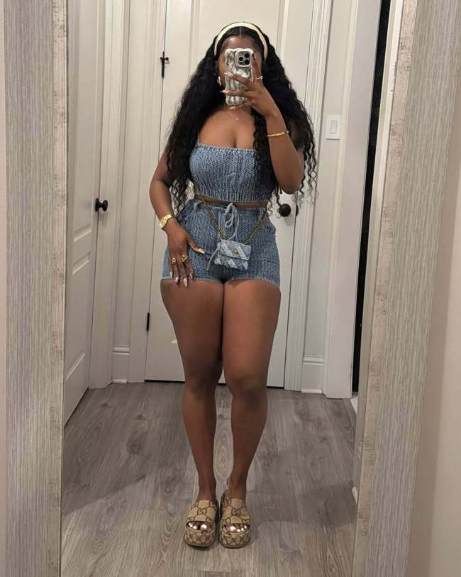 BR5478 Fashion Cross-Border Sexy Tube Top Casual Slim Stretch Denim Summer Two-Piece Shorts Set