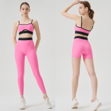 2 Piece Tracksuit Set Gym Running Yoga Sportswear Sports Bra Crop Tank High Waist Shorts Yoga Set for Women