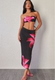 2025 High Quality Hot Selling Print Design Three Piece Bikini Set Beach Swimsuit Cover Up-for Women