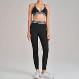 Women's High Quality Custom Logo Two- Piece Fitness Cross Bra High Waist Leggings Fitness Gym Yoga Sets