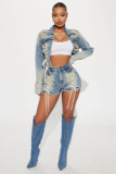 BR5498 Women's Summer Fashion Two-Piece Set New Style Denim Shorts
