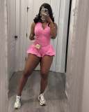 Wholesale S-2XL New Arrivals Cute Women Clothing Zipper Tank Top Bubble Short Set