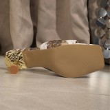 Wholesale Women's Floral Pattern Summer High Heels Sandals Open Toe  Insole Square Style for Outdoor Ladies Shoes