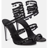 Fashion New Snake Shaped Thin High Heeled Shoes Crystal Pendant Heels Pumps Rhinestone Tassel Stiletto Heel Sandals for Women