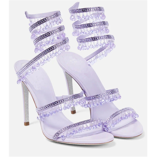 Fashion New Snake Shaped Thin High Heeled Shoes Crystal Pendant Heels Pumps Rhinestone Tassel Stiletto Heel Sandals for Women