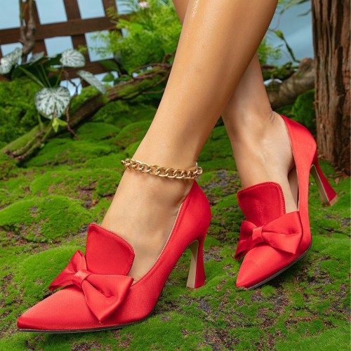 Banquet Women's Style High Heels for  Hot Selling  Thin Heel Flats with Bow Decor Fashion Shoes Pointed Toe Women's Shoes