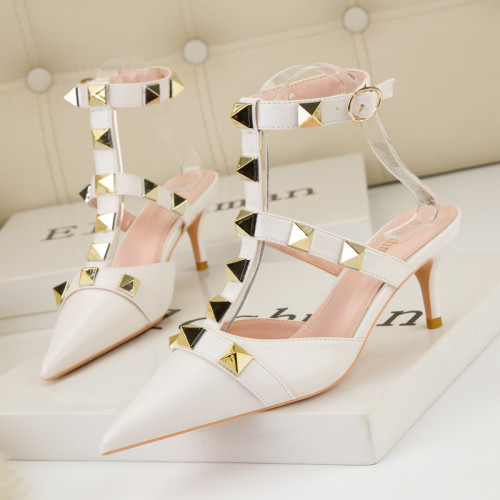 New Women Fashion Sexy Slim Fit High Heeled Sandals Rockstud Rome Sandals