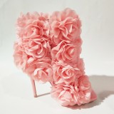 Flower Peep Toe High Heel Ankle Boots Sandals Shoes for Women 2025 Summer