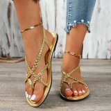 Fashion 2024 New Round Toe Fish Mesh Flat Slippers Women Sexy Diamonds Hollowed Out Slip-on Flat Mules Ladies Sandals