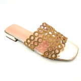 Customized Order African Women Summer Sandals Rhinestones Thick Heel Sandals Slippers Cushioned Retros for Autumn Spring