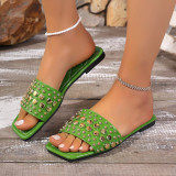 Latest Fashionable All Match Retro Flat Casual slippers Women Wearing square Toe Shoes slippers for Women