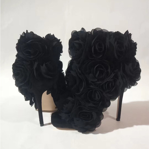 Flower Peep Toe High Heel Ankle Boots Sandals Shoes for Women 2025 Summer