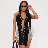 Sexy Black Halter Backless Tie-up Hollow Out Tight Slim Halter Top Women Camisole