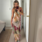 Cutenova Z519DS11 Sexy Summer Backless Lace up Halter Split Backless Dress Lady Elegant Maxi Dress