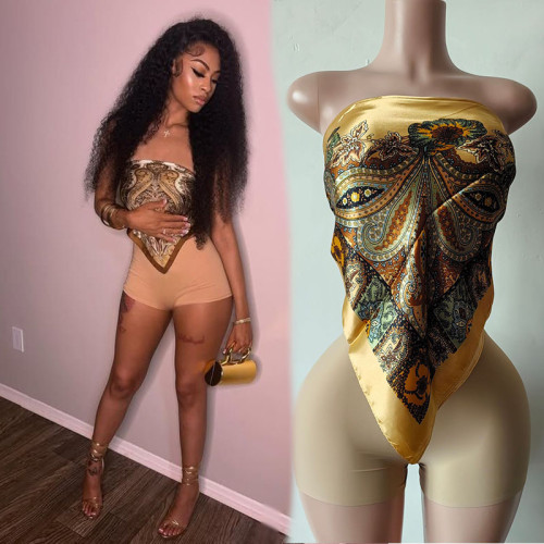 Wholesale New Arrivals Popular 2025 Women Clothing Printed Scarf 2 Piece Mini Shorts Set