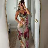 Cutenova Z519DS11 Sexy Summer Backless Lace up Halter Split Backless Dress Lady Elegant Maxi Dress