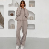 European and American Style Casual Cotton Sweatshirt Set Classic Hooded Autumn Winter Outdoor Running Sports Set for Women