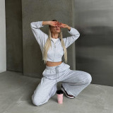 Autumn New Casual Sports Style Hooded Cotton Sweatshirt Loose Slimming Comfortable Two-Piece Set for Women