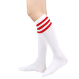 Summer Style Three-Stripe Mid-Calf Socks for Women Black Cotton Knee-High Socks Striped Socks European and American Performance Socks Calf Socks JK