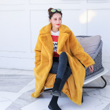 Fur Coat Extra Long Plus Size Women's Faux Rabbit Fur Coat Warm Winter Fur Coat