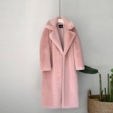 Fur Coat Extra Long Plus Size Women's Faux Rabbit Fur Coat Warm Winter Fur Coat