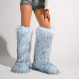 25 New High Boots Knee-High Snow Boots Warm Imitation Raccoon Fur Boots Y2K Fur Boots Hot Girl Boots RA5015