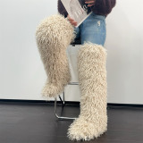 High Imitation Beach Wool Fleece Snow Boots Imitation Raccoon Fur Fox Fur High Boots Thigh High Boots