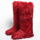 25 New High Boots Knee-High Snow Boots Warm Imitation Raccoon Fur Boots Y2K Fur Boots Hot Girl Boots RA5015