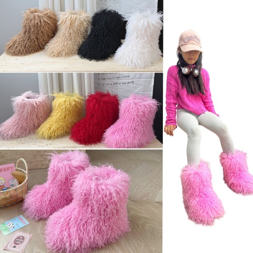 New Children's Snow Boots Warm Wool-like Beach Wool Fur Boots Fur Boots Kids Boots