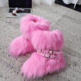 25 Hot Girl Thick-Soled Snow Boots Y2K Punk Faux Shearling Boots Studded Boots Height-Increasing Furry Boots MO40125