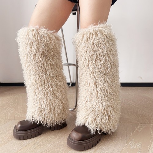 25 New Y2K Subculture Hot Girl Leg Warmers Fur Furry Sock Covers Autumn Winter Sweet Girl Beach Wool Leg Warmers