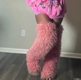 High Imitation Beach Wool Fleece Snow Boots Imitation Raccoon Fur Fox Fur High Boots Thigh High Boots