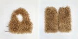 New European and American Style Fur Vest Imitation Beach Wool Sexy Backless Halter Pullover Curly Wool Leg Warmers Set