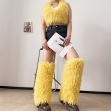 25 New Y2K Subculture Hot Girl Leg Warmers Fur Furry Sock Covers Autumn Winter Sweet Girl Beach Wool Leg Warmers
