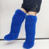 High Imitation Beach Wool Fleece Snow Boots Imitation Raccoon Fur Fox Fur High Boots Thigh High Boots