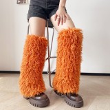 25 New Y2K Subculture Hot Girl Leg Warmers Fur Furry Sock Covers Autumn Winter Sweet Girl Beach Wool Leg Warmers
