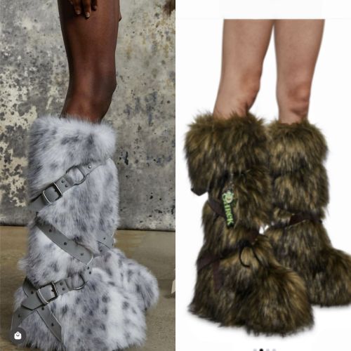 European and American Style Plush Snow Boots for Women Winter Thick Sole Faux Raccoon Fur Leopard Print Fox Fur Y2K Punk Boots