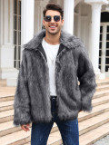 F0641 Cross-Border European and American Men's Lapel Short Imitation Fur Jacket Warm Coat Overcoat