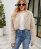 F0588 European and American Cross-Border 2023 Fashion Casual Women's Faux Fur Coat Women's Fur Short Jacket Cheng Juan