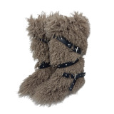 European and American Style Furry Snow Boots for Women Winter 2025 New Warm High Tube Cross Strap Rivet Non-Slip Cotton Shoes