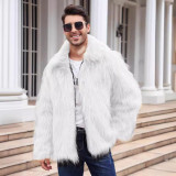 F0641 Cross-Border European and American Men's Lapel Short Imitation Fur Jacket Warm Coat Overcoat