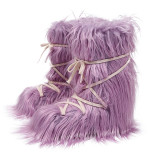 Cross-Border Same Style as Youth 2025 Winter European and American Fashion Space Boots Furry Style Moon Boots Snow Boots Women's Fleece-Lined